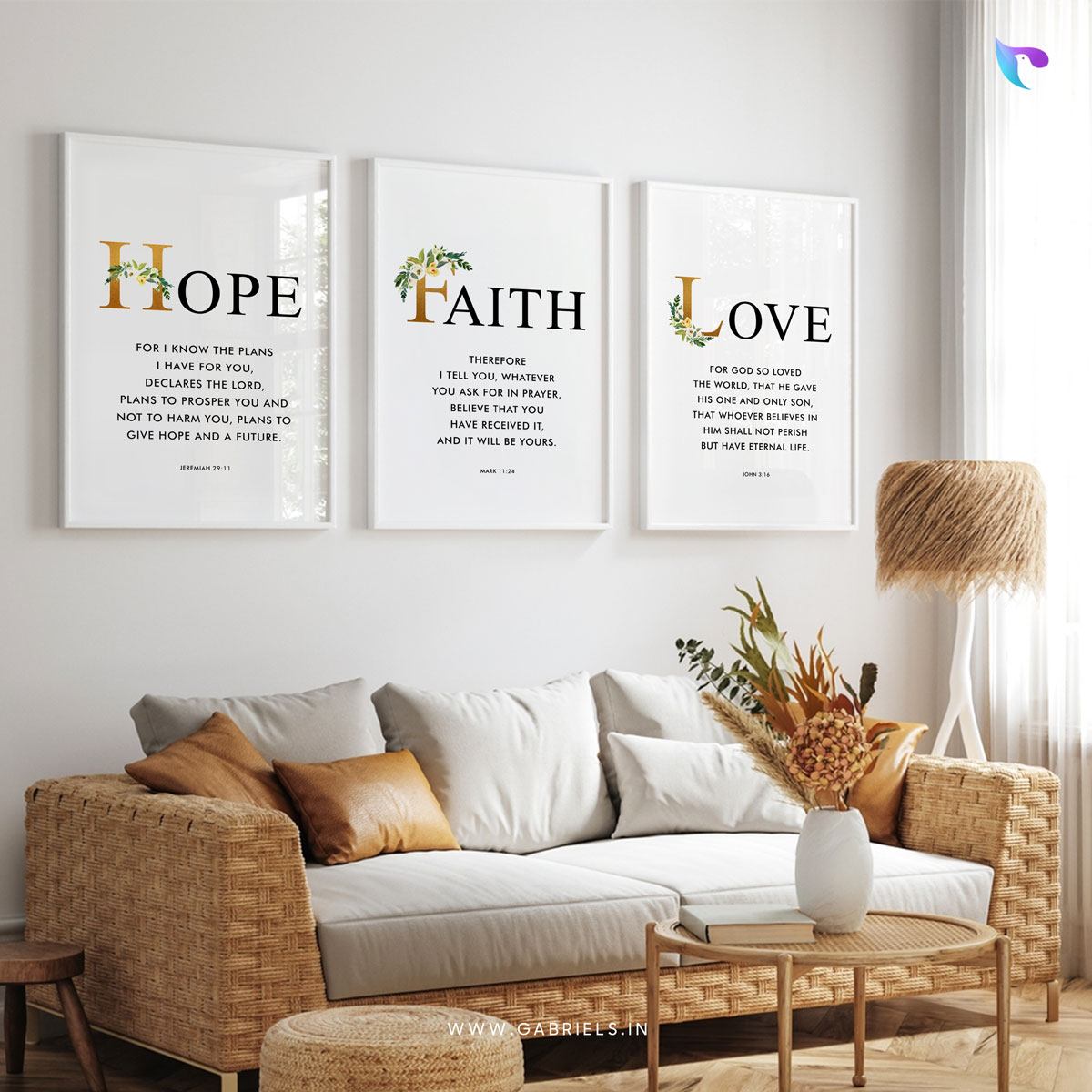 Bible-Verse-Frame-13c_Love_Peace_hope_christian-wall-decor-1.jpg Hope, Faith, Love ( Set of 3 ) Bible Verse Frame | Christian Wall Decor - Image 1