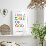 I am a child of God (John 1:12) | Bible Verse Frame | Christian Wall Decor