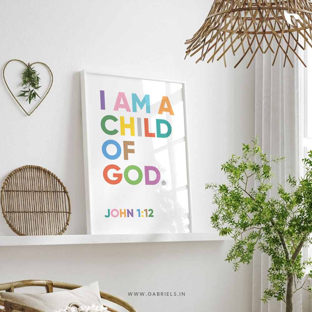 Bible-Verse-Frame-27_i-am-a-child-of-God_c.jpg I am a child of God (John 1:12) | Bible Verse Frame | Christian Wall Decor - Image 1