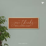 Give thanks with a grateful heart | Bible Verse Frame | Christian Wall Decor (34x12 Inch)
