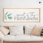 Great is thy faithfulness | Bible Verse Frame | Christian Wall Decor (12x34 Inch)