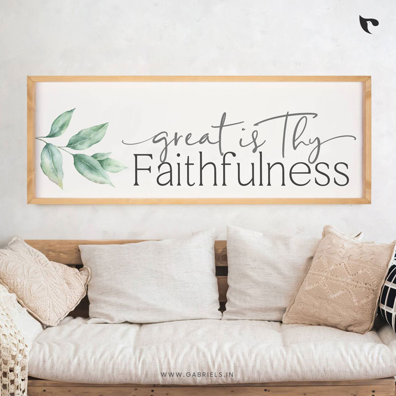 Bible-Verse-Frame-51_Great-is-thy-faithfulness_b.jpg Great is thy faithfulness | Bible Verse Frame | Christian Wall Decor (12x34 Inch) - Image 1