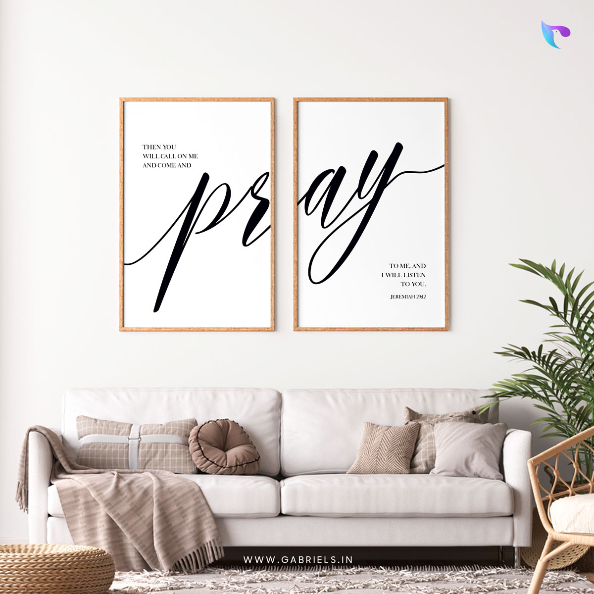 Bible-Verse-Frame-5e_pray_christian-wall-decor-1.jpg Pray (Jeremiah 29:12) Set of 2 | Bible Verse Frame | Christian Wall Decor - Image 1