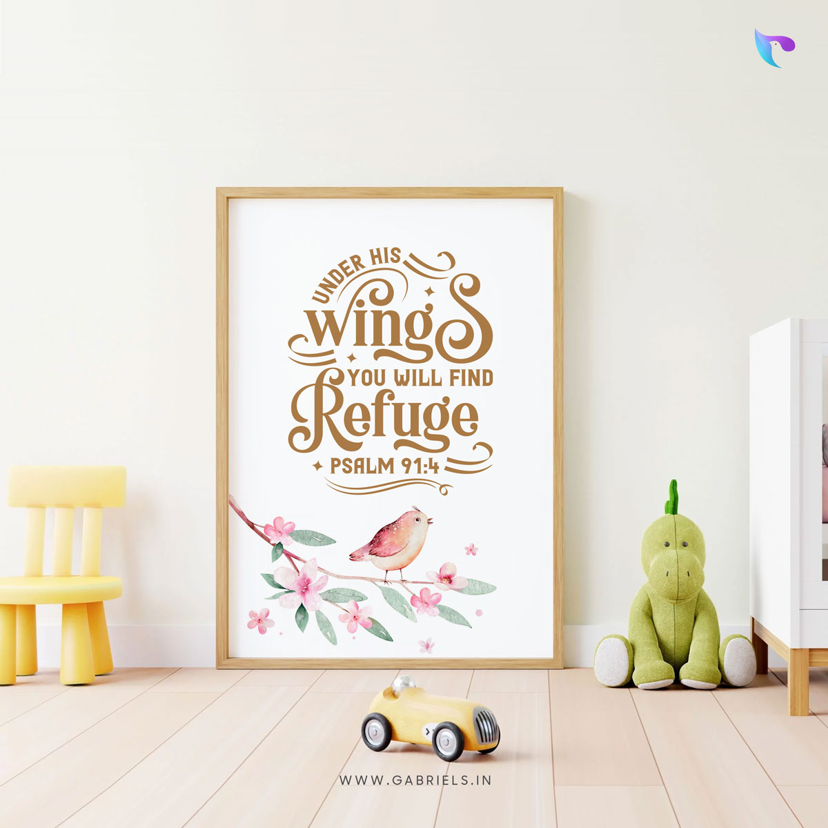 Bible-Verse-Frame-7a_under-his-wings-you-will-find-refuge_christian-wall-decor-1.jpg Under His wings you will find Refuge (Psalm 91:4) | Bible Verse Frame | Christian Wall Decor - Image 1