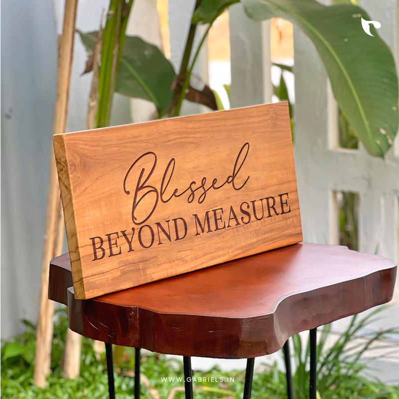Chrisitan-engraved-teakwood-wall-decor-6_blessed-beyond-measure_a.jpg Blessed Beyond Measure Teak Wooden Plaque | Christian Wood Decor - Image 1