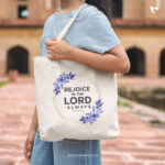 Rejoice in the lord always | Christian Tote Bag Zipper