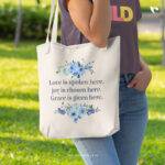 Love is spoken here | Christian Tote Bag Zipper