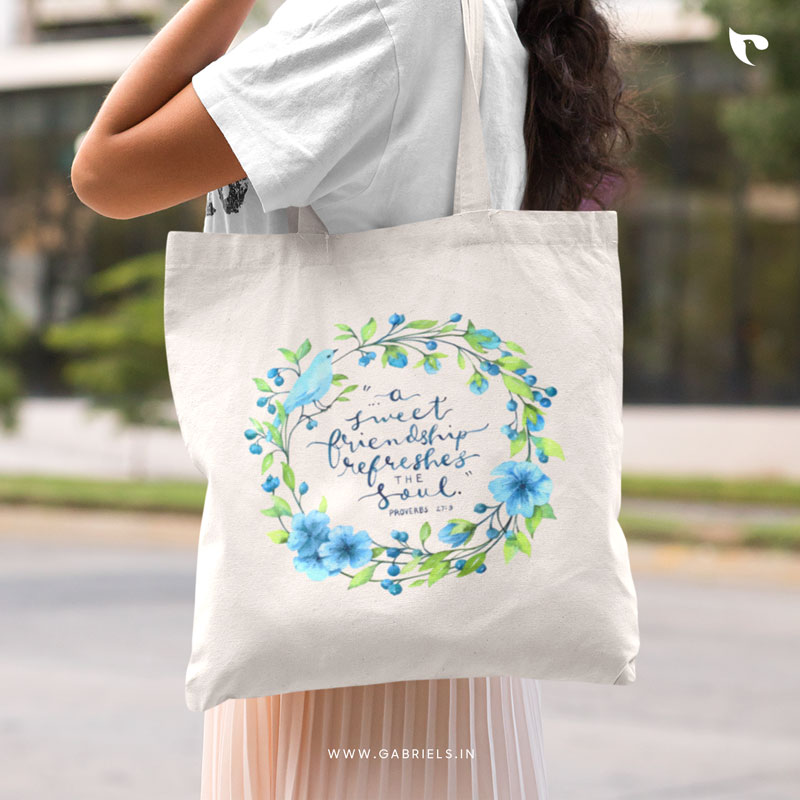 Christian-Tote-Bag-4_a-sweet-friendship-refreshes-the-soul_a.jpg A sweet friendship refreshes the soul | Christian Tote Bag Zipper - Image 1
