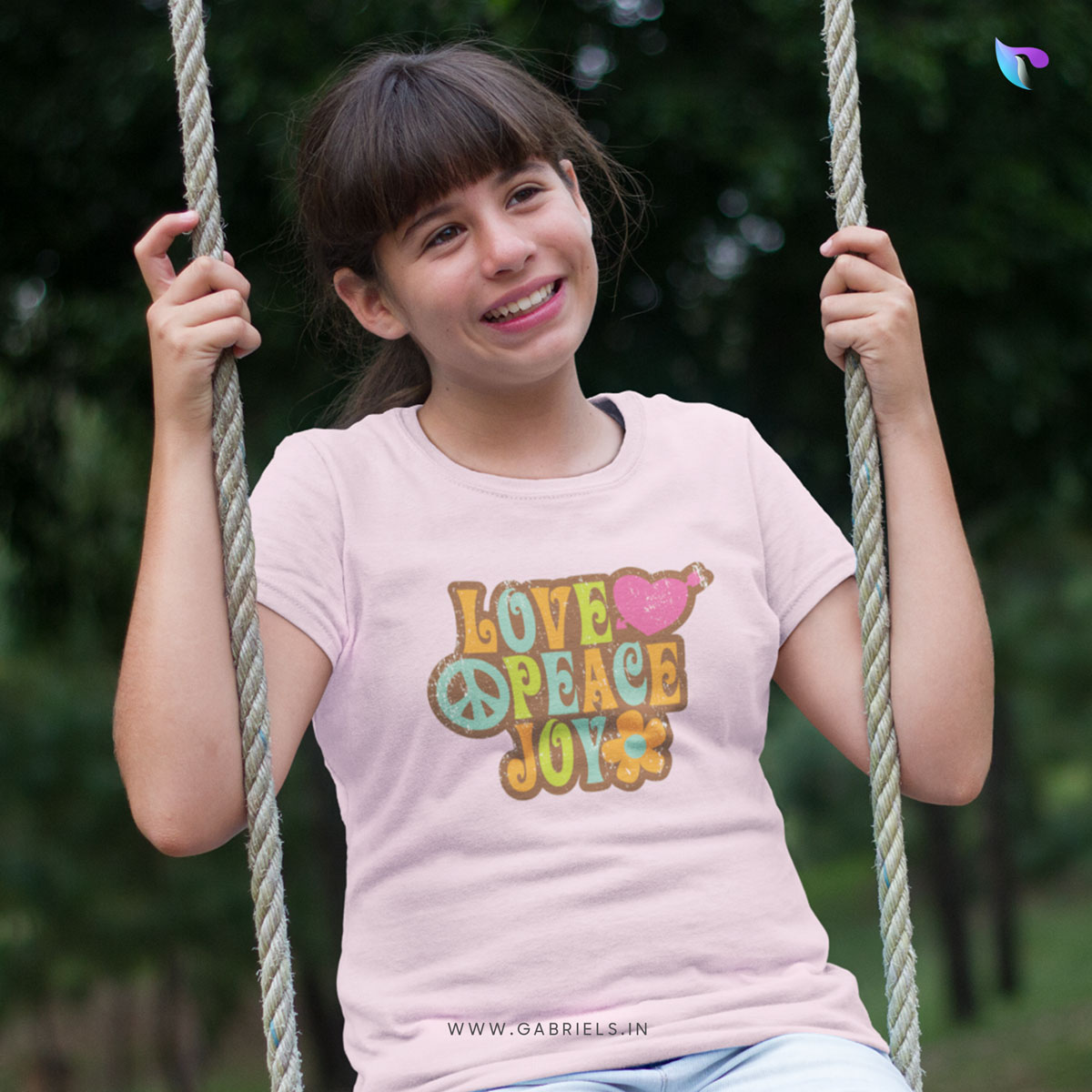Christian-bible-verse-t-shirt-12K_Love-Peace-Joy_a.jpg Love Peace Joy | Bible Verse Christian T-Shirt | Kids - Image 1