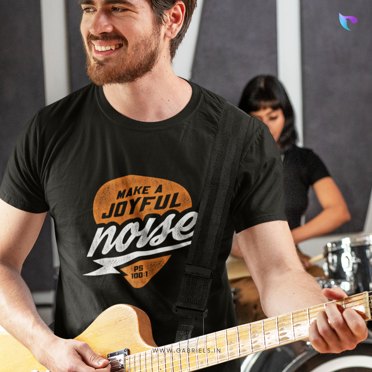 Christian-bible-verse-t-shirt-17-m_Make-a-Joyful-Noise_a.jpg Make A Joyful noise | Bible Verse Christian T-Shirt | Men's - Image 1