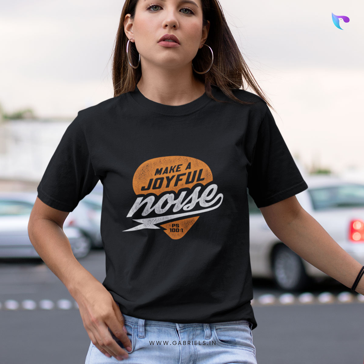 Christian-bible-verse-t-shirt-17_w_Make-a-Joyful-Noise_a.jpg Make A Joyful noise | Bible Verse Christian T-Shirt | Women's - Image 1