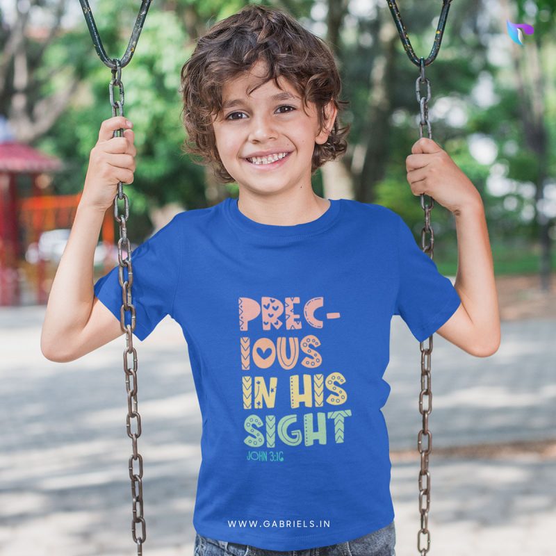 Christian-bible-verse-t-shirt-23T_Precious-in-his-sight_a-e1690786680539.jpg Precious in his sight | Christian T-Shirt | Toddler - Image 1