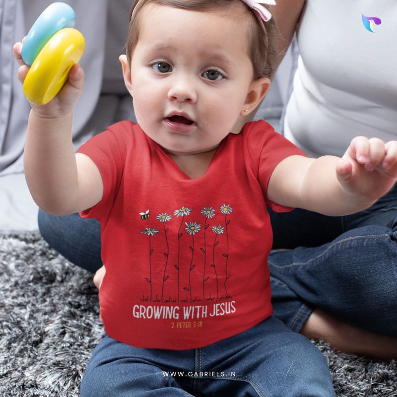 Christian-bible-verse-t-shirt-24i_growing-with-jesus-e1690786576348.jpg Growing With Jesus | Christian T-Shirt | Infant - Image 1