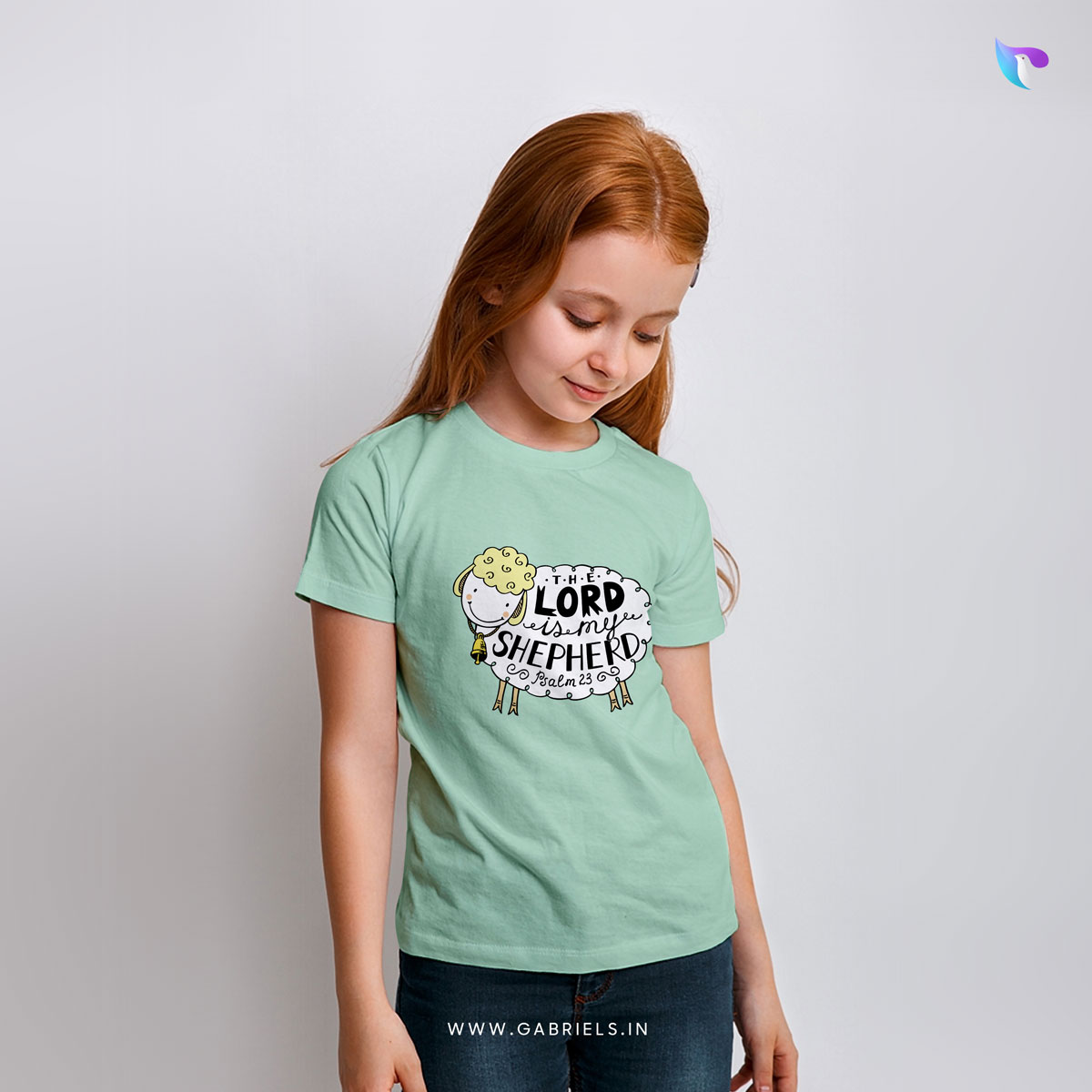Christian-bible-verse-t-shirt-6K_the-lord-is-my-shepherd_a.jpg The Lord is my Shepherd (Psalm 23) | Bible Verse Christian T-Shirt | Kids - Image 1