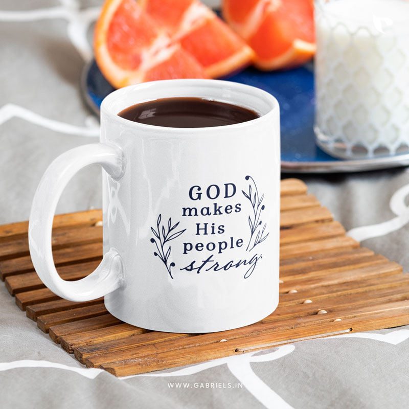 Christian-mugs-11_God-gives-his-people-peace_a-1.jpg God makes his people strong | Christian Mug - Image 1
