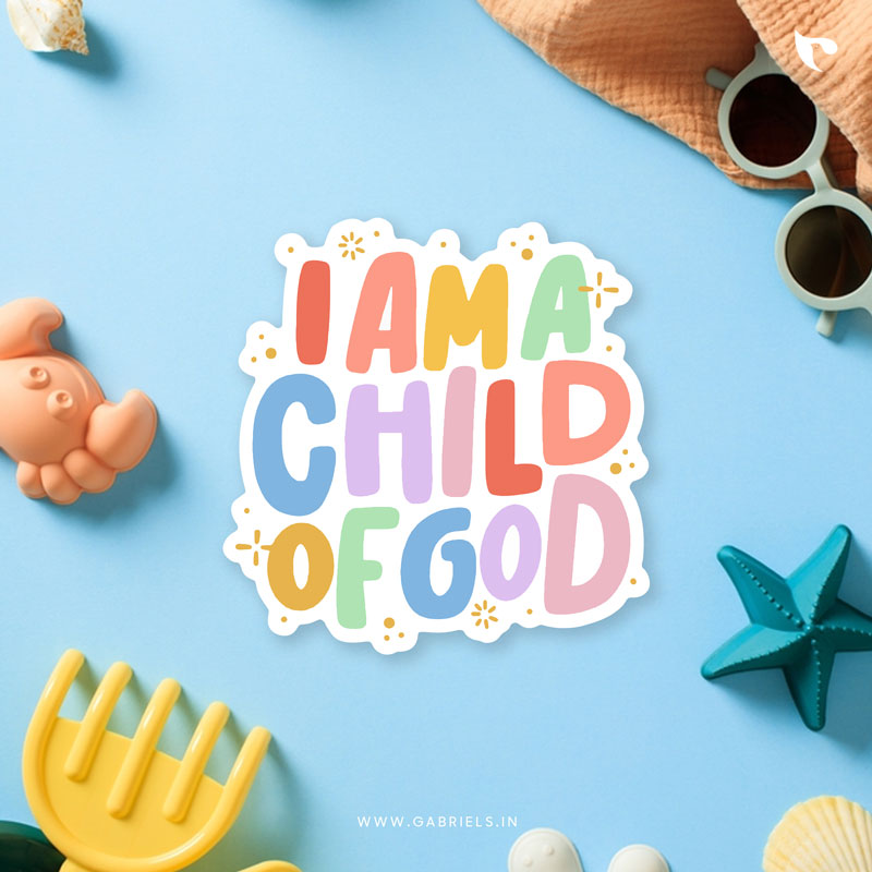 Christian-sticker-15_-i-am-a-child-of-god_b.jpg I am a child of God | Christian Bible verse | Matt Laminated Vinyl Sticker - Image 1