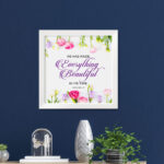 He has made everything beautiful in its time (Ecclesiastes 3:11) Bible Verse white frame | Christian Wall Decor | Gabriels