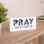 Pray About Everything Christian Wood Block Decor
